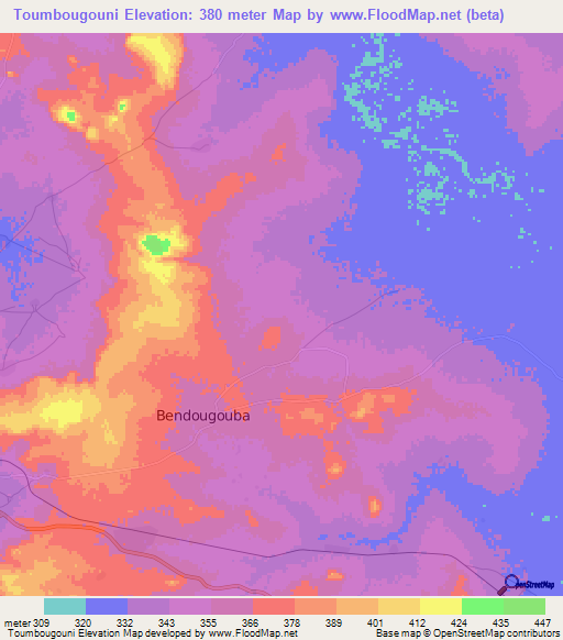 Toumbougouni,Mali Elevation Map