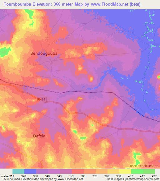 Toumboumba,Mali Elevation Map