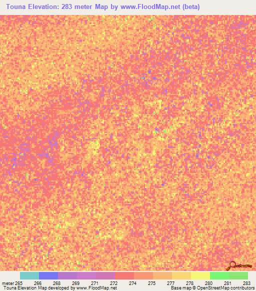 Touna,Mali Elevation Map
