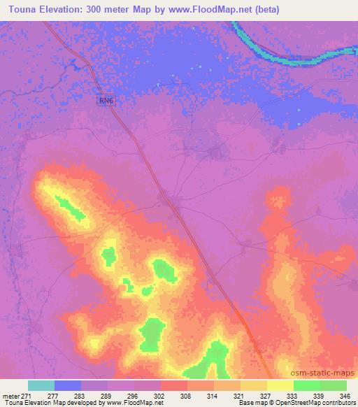 Touna,Mali Elevation Map
