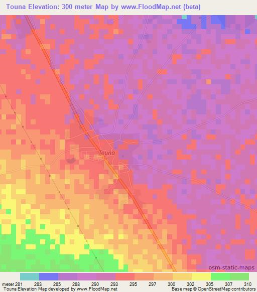 Touna,Mali Elevation Map