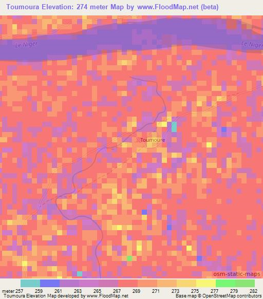 Toumoura,Mali Elevation Map