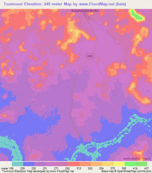 Toumouni,Mali Elevation Map