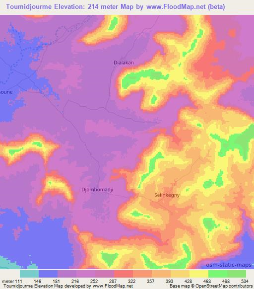 Toumidjourme,Mali Elevation Map