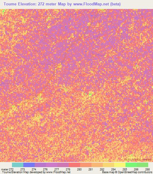 Toume,Mali Elevation Map