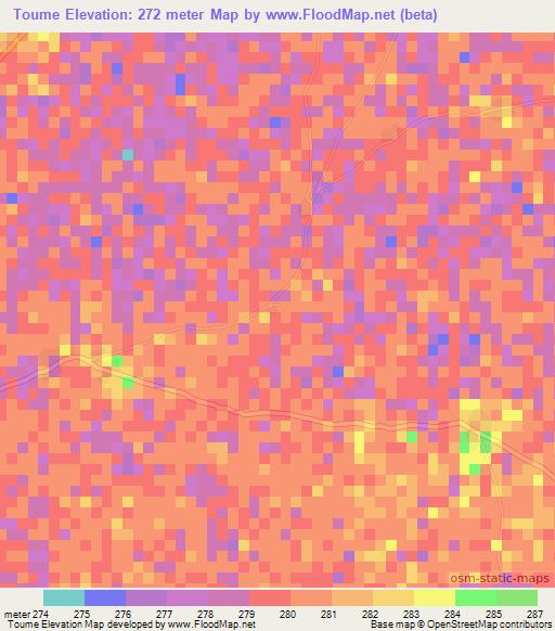Toume,Mali Elevation Map