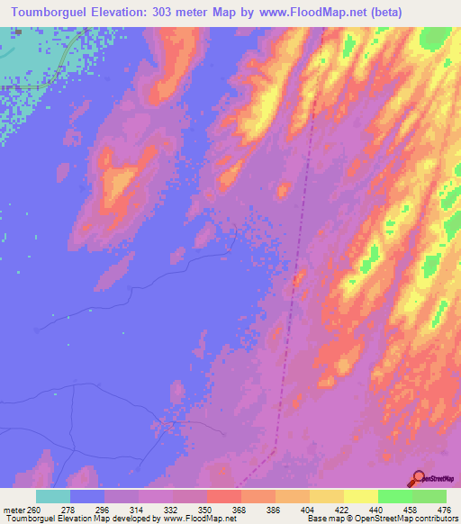 Toumborguel,Mali Elevation Map