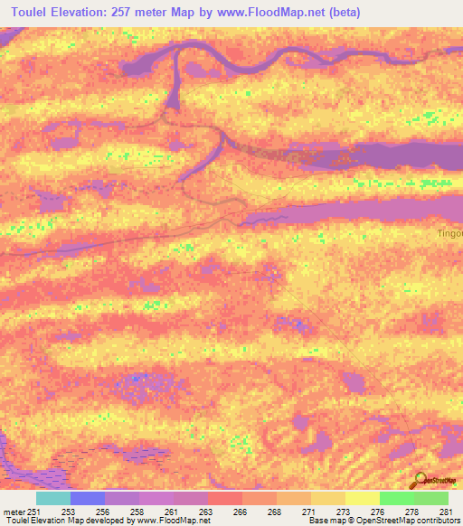 Toulel,Mali Elevation Map