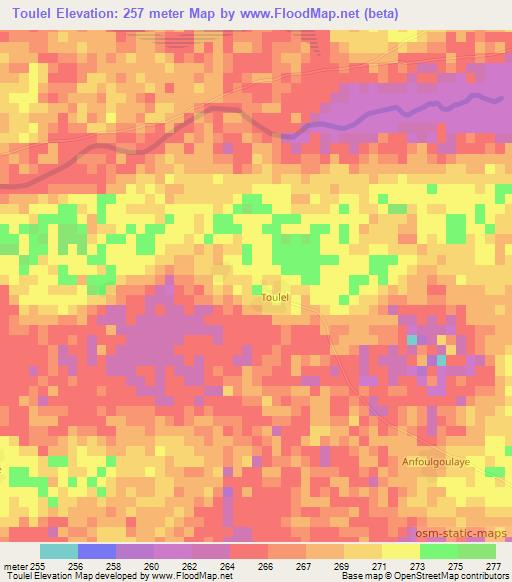 Toulel,Mali Elevation Map
