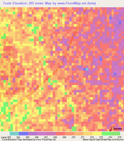 Toule,Mali Elevation Map