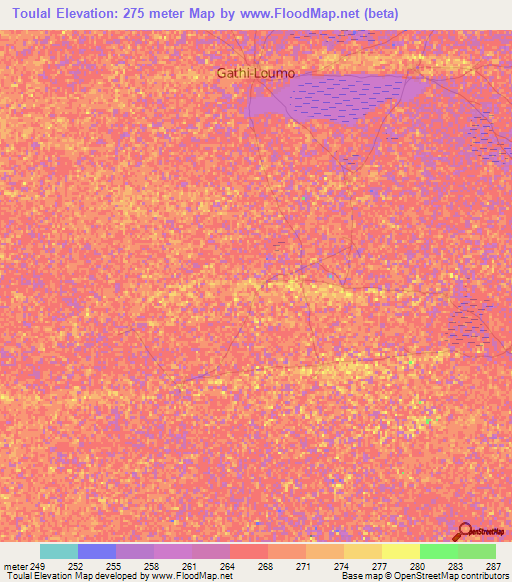 Toulal,Mali Elevation Map