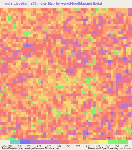 Toula,Mali Elevation Map