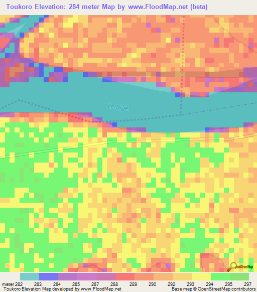 Toukoro,Mali Elevation Map
