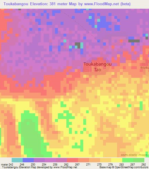 Toukabangou,Mali Elevation Map
