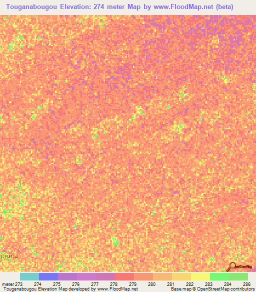 Touganabougou,Mali Elevation Map