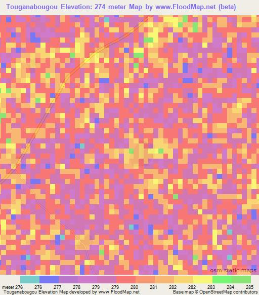 Touganabougou,Mali Elevation Map