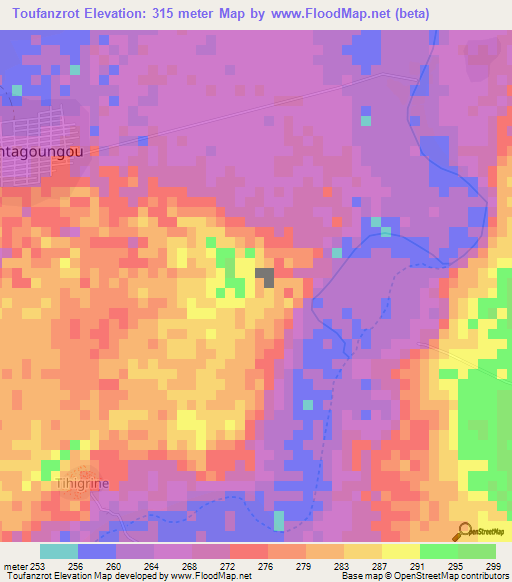 Toufanzrot,Mali Elevation Map
