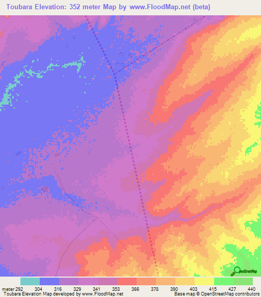 Toubara,Mali Elevation Map