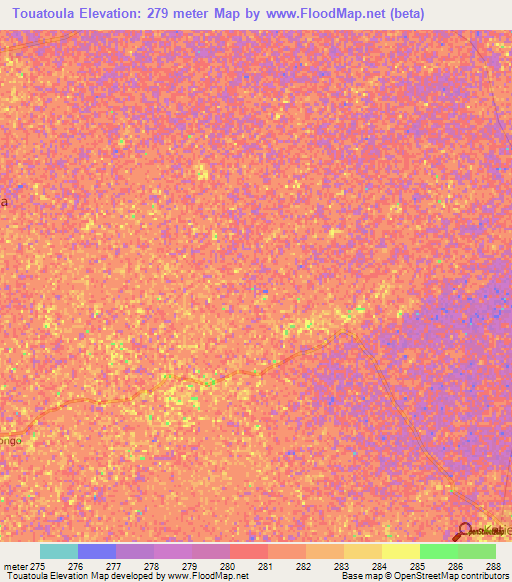 Touatoula,Mali Elevation Map