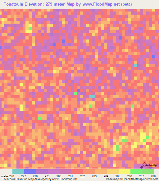 Touatoula,Mali Elevation Map