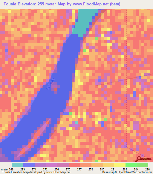 Touala,Mali Elevation Map