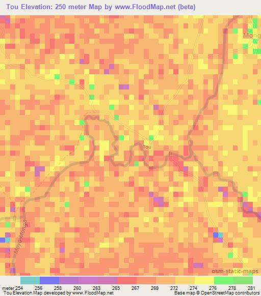 Tou,Mali Elevation Map