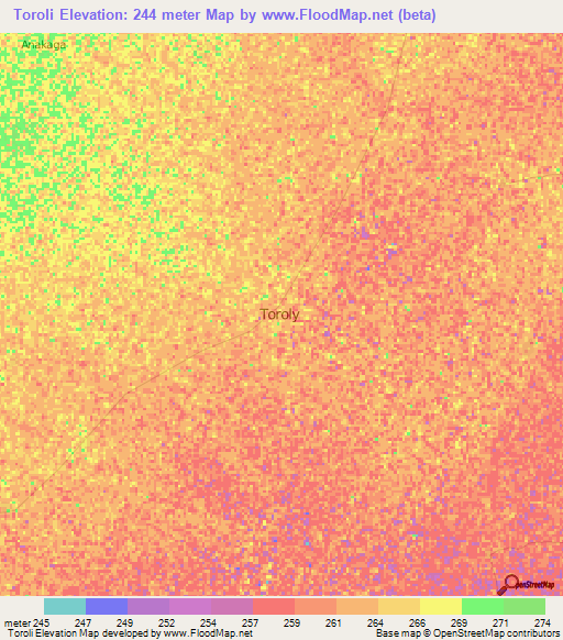 Toroli,Mali Elevation Map