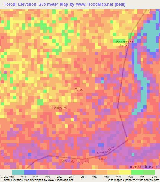 Torodi,Mali Elevation Map
