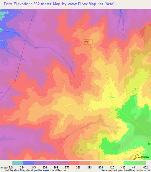 Toro,Mali Elevation Map