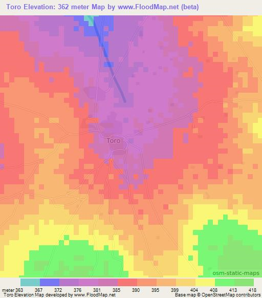 Toro,Mali Elevation Map
