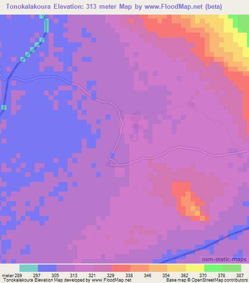 Tonokalakoura,Mali Elevation Map