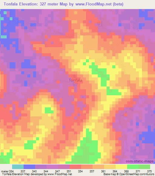 Tonfala,Mali Elevation Map