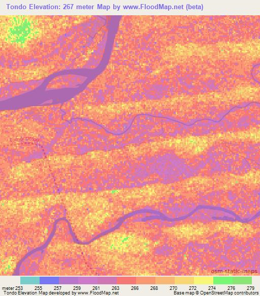Tondo,Mali Elevation Map