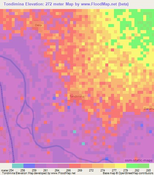 Tondimina,Mali Elevation Map