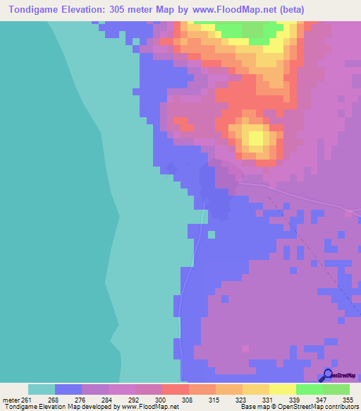 Tondigame,Mali Elevation Map