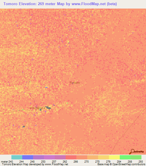Tomoro,Mali Elevation Map