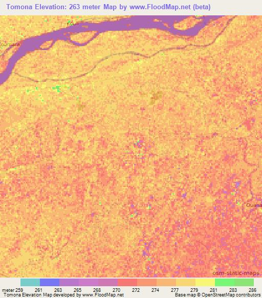 Tomona,Mali Elevation Map