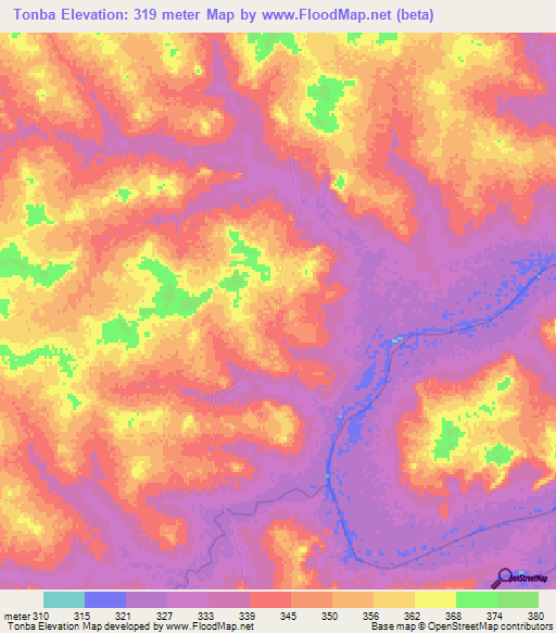 Tonba,Mali Elevation Map