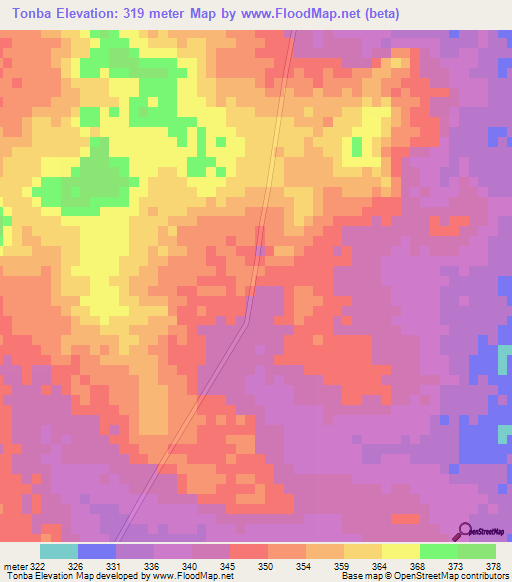 Tonba,Mali Elevation Map