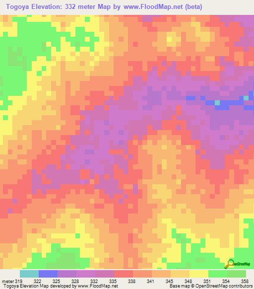Togoya,Mali Elevation Map
