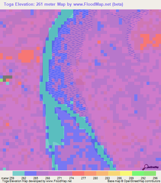 Toga,Mali Elevation Map