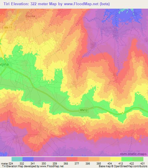 Tiri,Mali Elevation Map