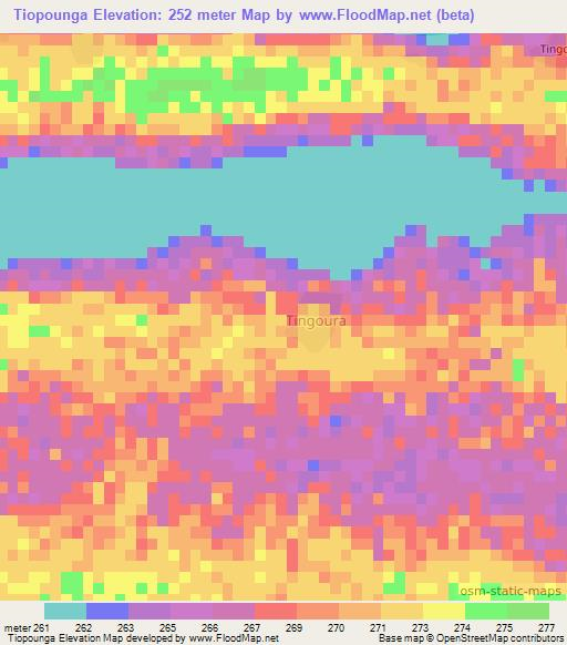 Tiopounga,Mali Elevation Map