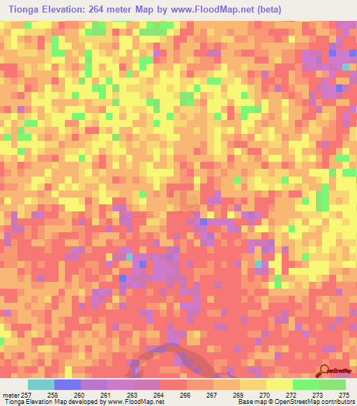 Tionga,Mali Elevation Map