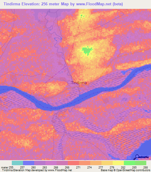 Tindirma,Mali Elevation Map