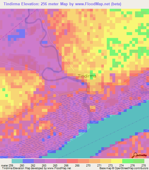 Tindirma,Mali Elevation Map