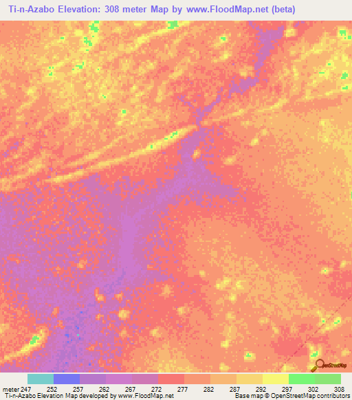 Ti-n-Azabo,Mali Elevation Map