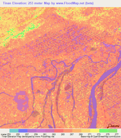 Tinan,Mali Elevation Map
