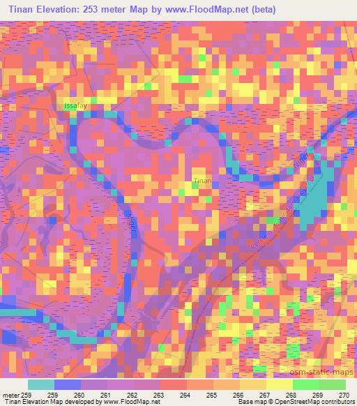 Tinan,Mali Elevation Map