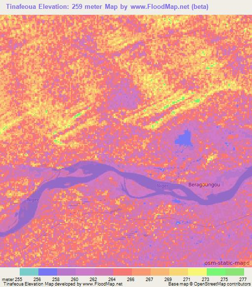 Tinafeoua,Mali Elevation Map